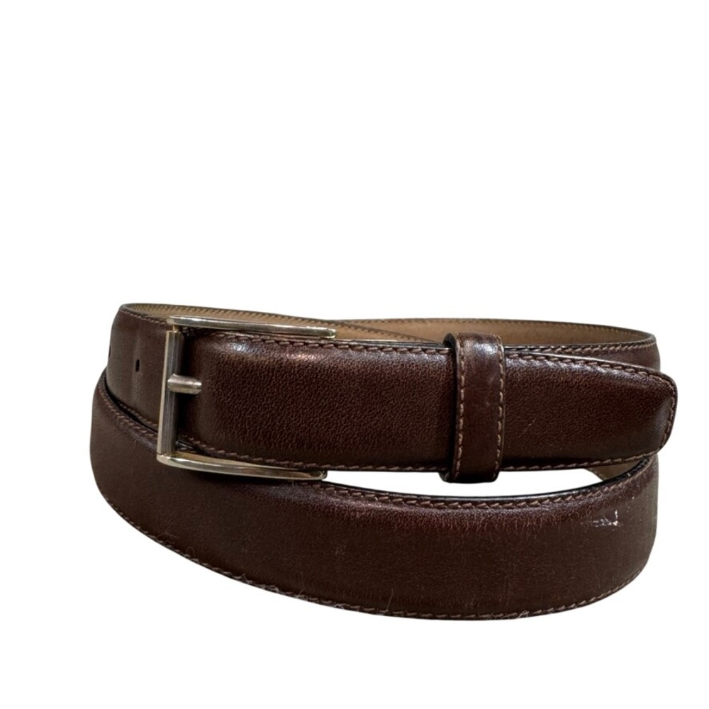 Saks Fifth Avenue Mens Brown Leather Dress Belt Size 34 Made in Italy 28219-291